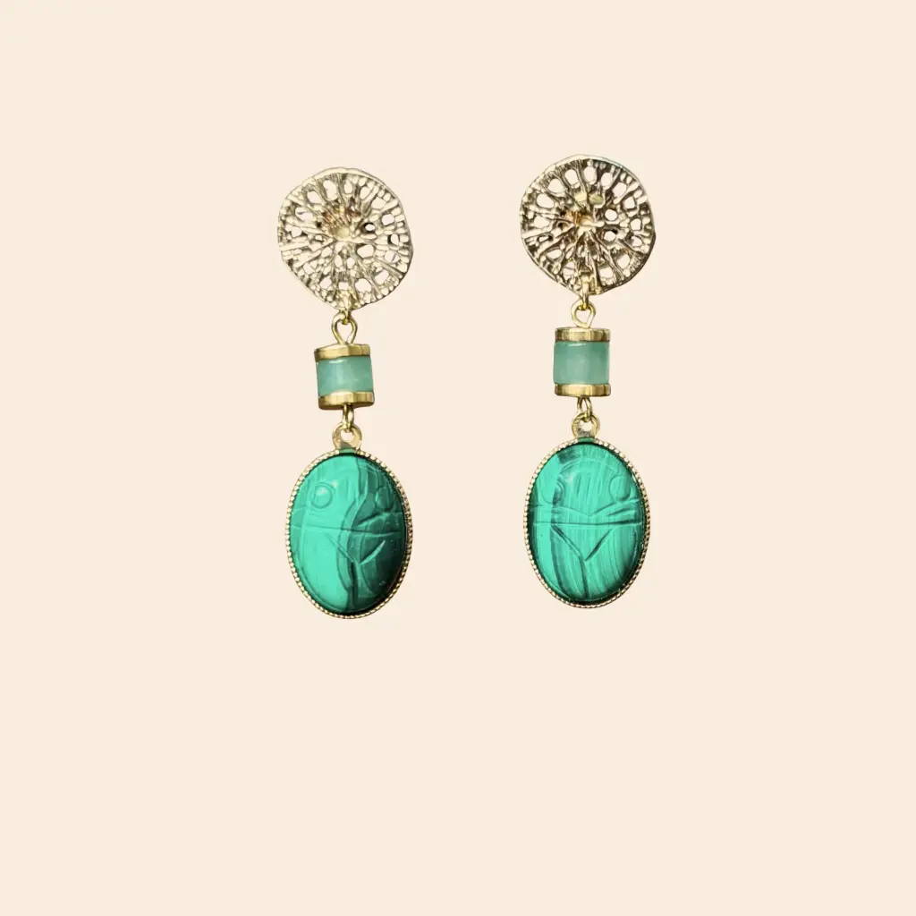 Boucles d'oreilles Malachite - Clair de Femme