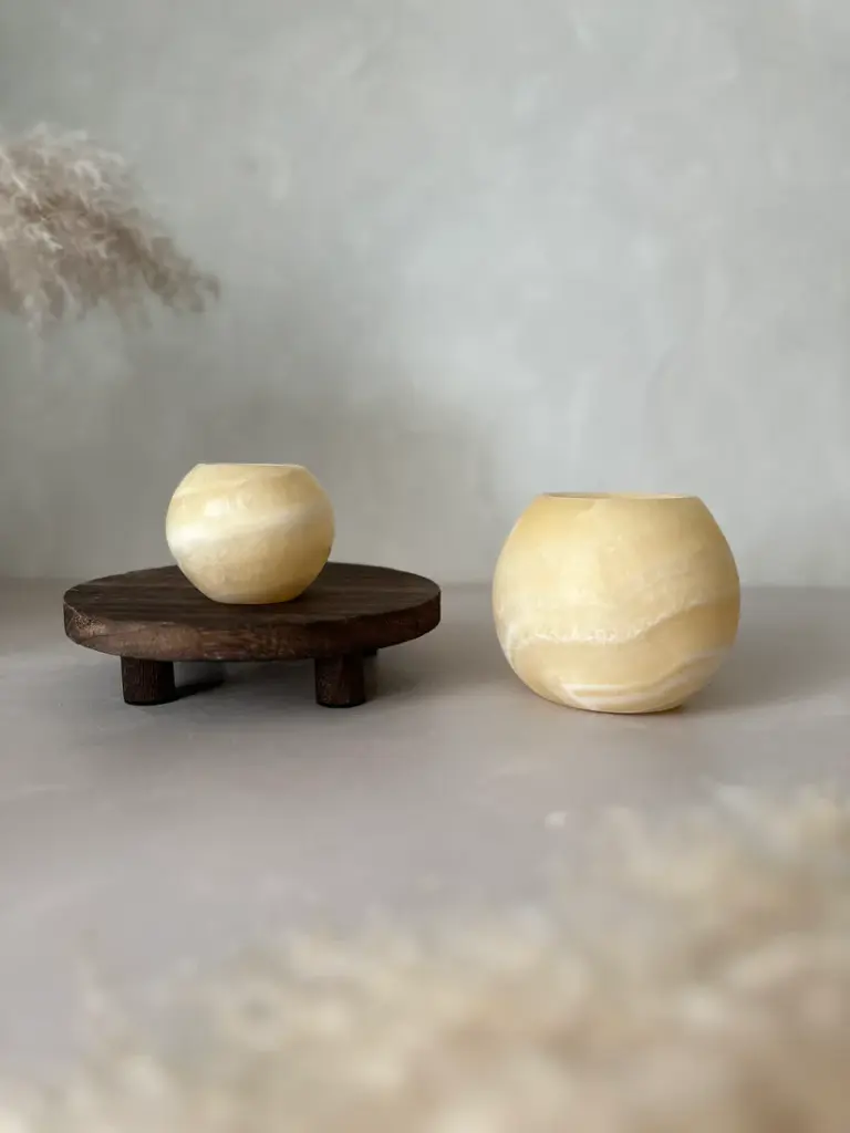 Ensemble Spécial de 2 photophores en albâtre (S, M) - Roya