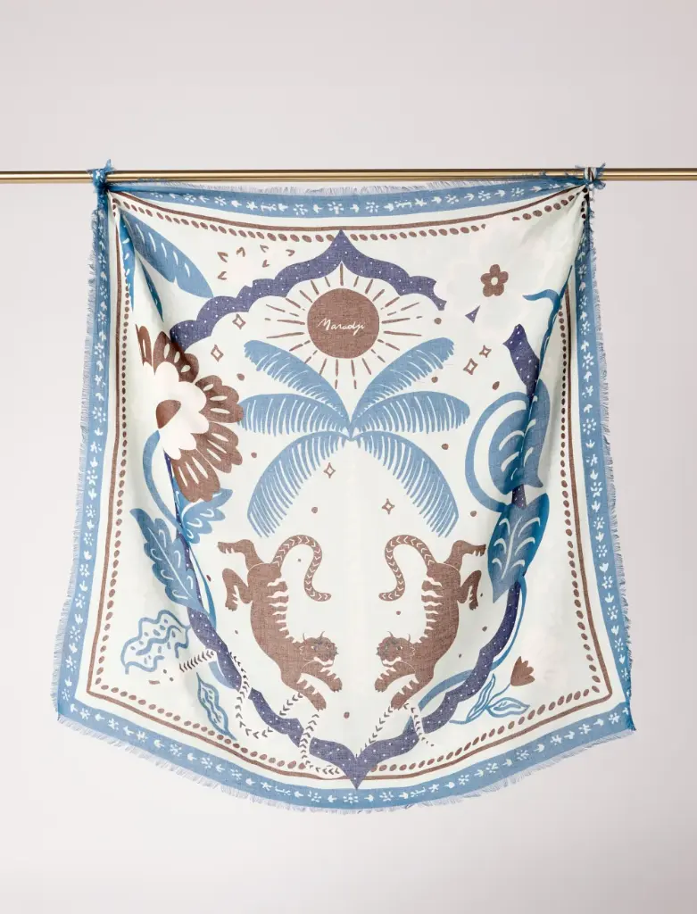 Foulard Tiger Palmeraie laine et soie - Maradji