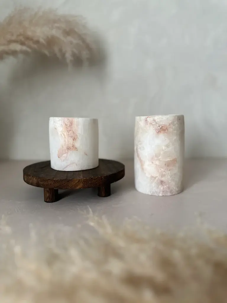 Ensemble Spécial Set 2 de 2 photophores en albâtre (S, M) - Roya