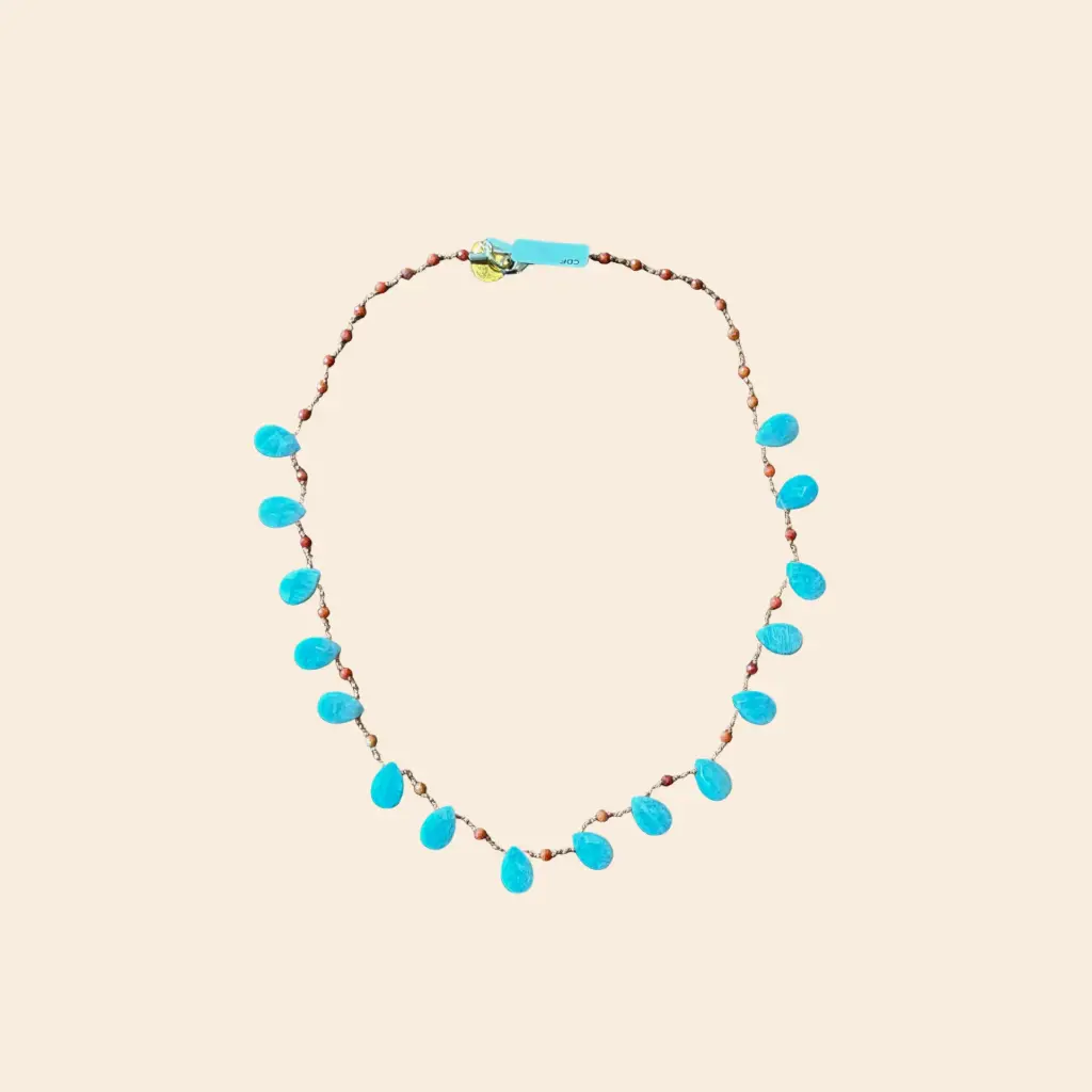 Collier Flammes Amazonite bleue complet - Clair de Femme