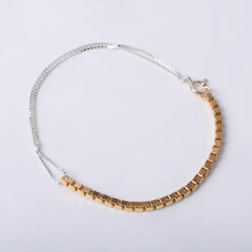 Bracelet Square Cubes argent et plaqué or - Charlotte Wooning