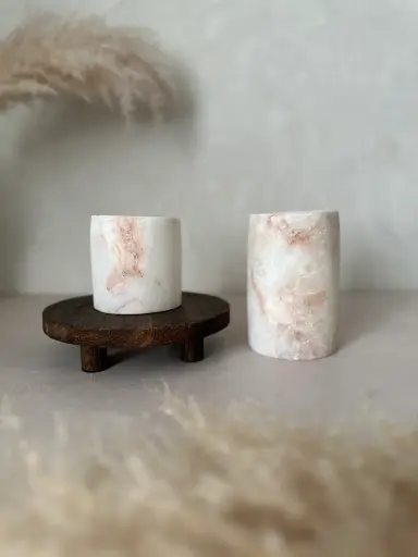 Ensemble Spécial Set 2 de 2 photophores en albâtre (S, M) - Roya