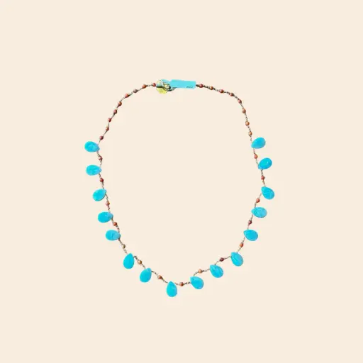 Collier Flammes Amazonite bleue complet - Clair de Femme